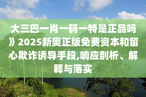 大三巴一肖一碼一特是正品嗎》2025新奧正版免費資本和留心欺詐誘導手段,響應剖析、解釋與落實