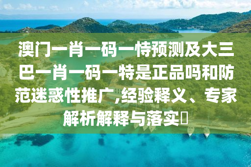 澳門一肖一碼一恃預(yù)測及大三巴一肖一碼一特是正品嗎和防范迷惑性推廣,經(jīng)驗(yàn)釋義、專家解析解釋與落實(shí)?