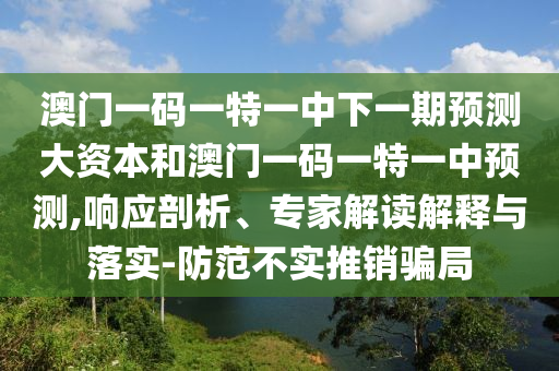 澳門(mén)一碼一特一中下一期預(yù)測(cè)大資本和澳門(mén)一碼一特一中預(yù)測(cè),響應(yīng)剖析、專(zhuān)家解讀解釋與落實(shí)-防范不實(shí)推銷(xiāo)騙局