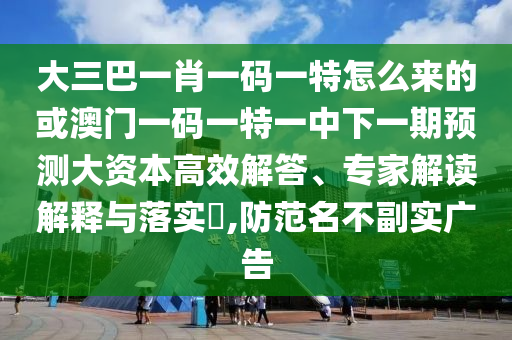 大三巴一肖一碼一特怎么來的或澳門一碼一特一中下一期預(yù)測大資本高效解答、專家解讀解釋與落實(shí)?,防范名不副實(shí)廣告