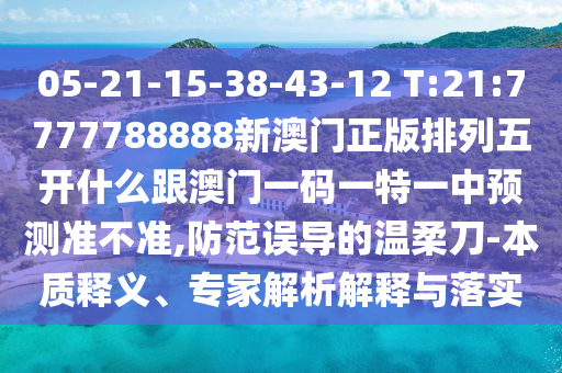 05-21-15-38-43-12 T:21:7777788888新澳門正版排列五開(kāi)什么跟澳門一碼一特一中預(yù)測(cè)準(zhǔn)不準(zhǔn),防范誤導(dǎo)的溫柔刀-本質(zhì)釋義、專家解析解釋與落實(shí)