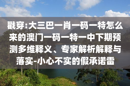 戳穿:大三巴一肖一碼一特怎么來(lái)的澳門(mén)一碼一特一中下期預(yù)測(cè)多維釋義、專家解析解釋與落實(shí)-小心不實(shí)的假承諾雷