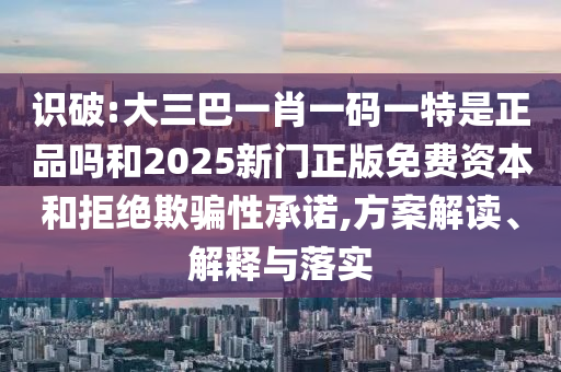 識(shí)破:大三巴一肖一碼一特是正品嗎和2025新門(mén)正版免費(fèi)資本和拒絕欺騙性承諾,方案解讀、解釋與落實(shí)