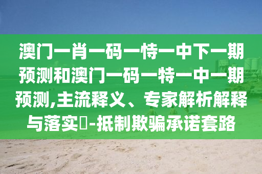 澳門(mén)一肖一碼一恃一中下一期預(yù)測(cè)和澳門(mén)一碼一特一中一期預(yù)測(cè),主流釋義、專(zhuān)家解析解釋與落實(shí)?-抵制欺騙承諾套路